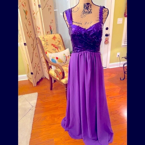 Baby On Line NWT Evening Prom Dress Size Small Deep Purple Floor Length - Picture 1 of 8